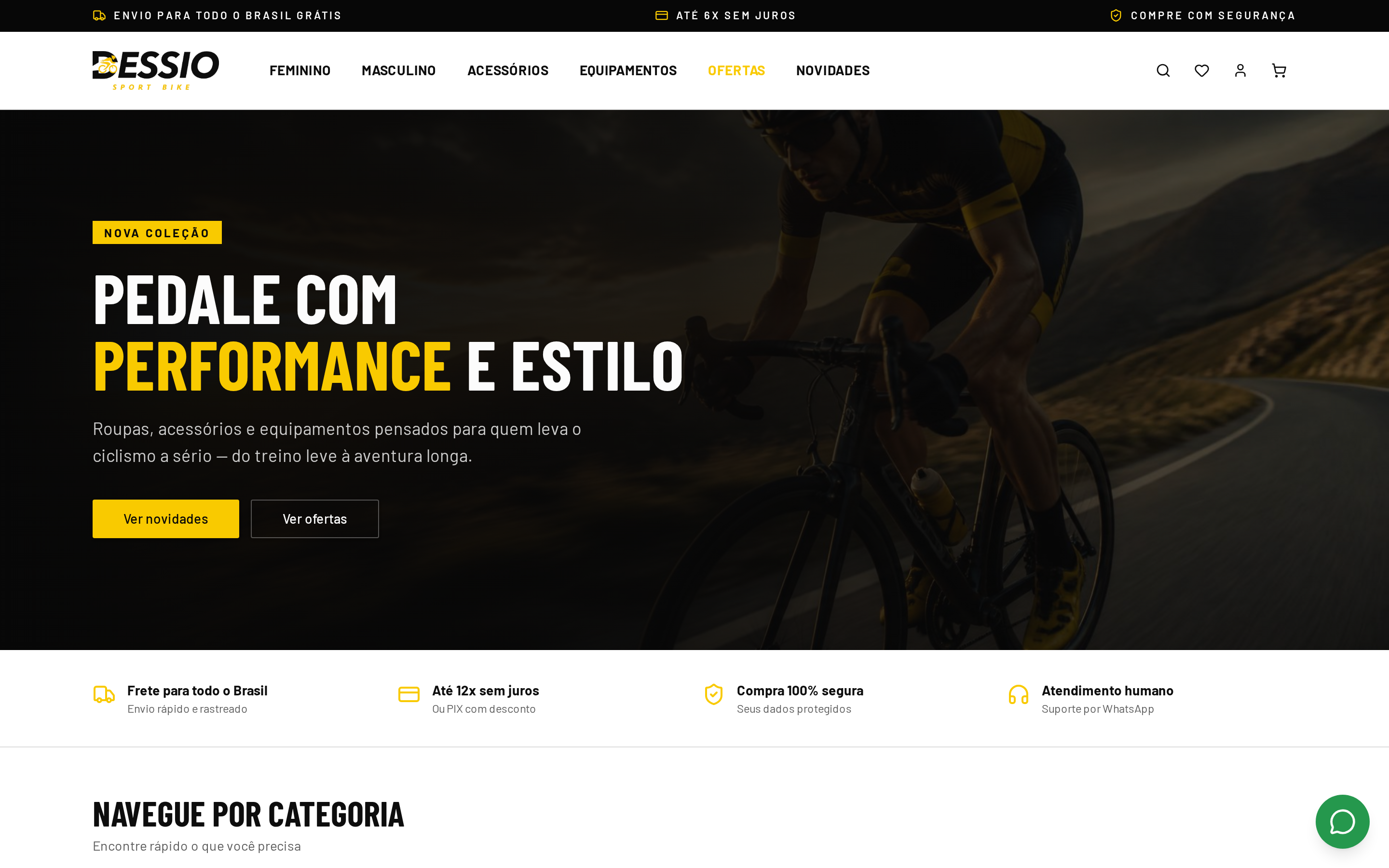 Página inicial da loja Dessio Sport Bike com coleção de roupas para ciclismo